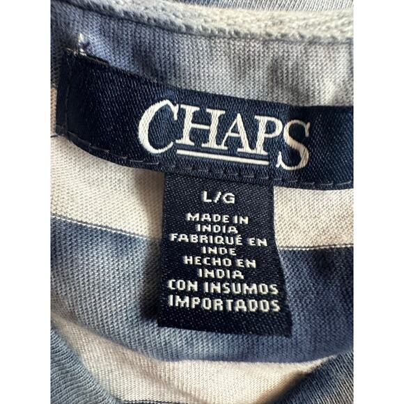 Chaps Navy Blue White Striped Knot Hem Tank Top L - Picture 2 of 7